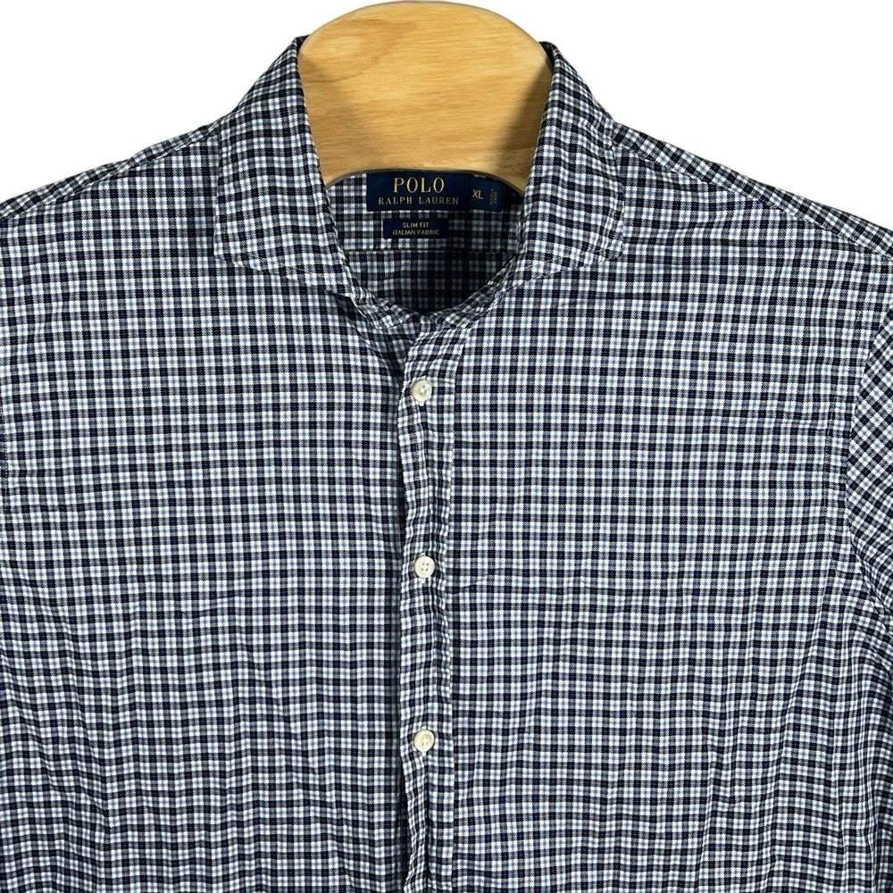 Polo Ralph Lauren Men XL Italian Fabric Slim Fit Plaid Long Sleeve Shirt